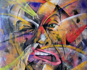 Otto Schade - Selfportrait - 2012 - Free Hand Spray paint on Canvas - 144 cm x 111 cm - 57 inch x 44 inch - Ministry of Walls Street Art Gallery - The Urban Art Broker - Shop