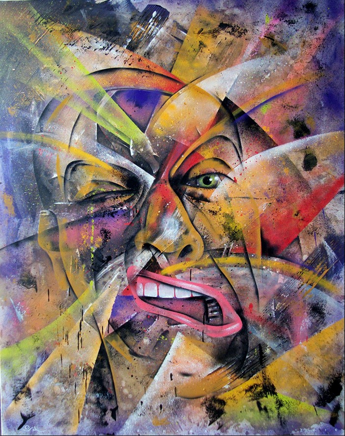 Otto Schade - Selfportrait - 2012 - Free Hand Spray paint on Canvas - 144 cm x 111 cm - 57 inch x 44 inch - Ministry of Walls Street Art Gallery - The Urban Art Broker - Shop