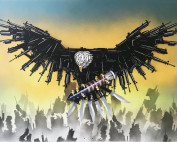 Otto Schade - Who's next - 2016 - Stencil Spray Paint mixed technique on Canvas - 122 cm x 91 cm - 48 inch x 36 inch - Ministry of Walls Street Art Gallery - The Urban Art Broker - Shop