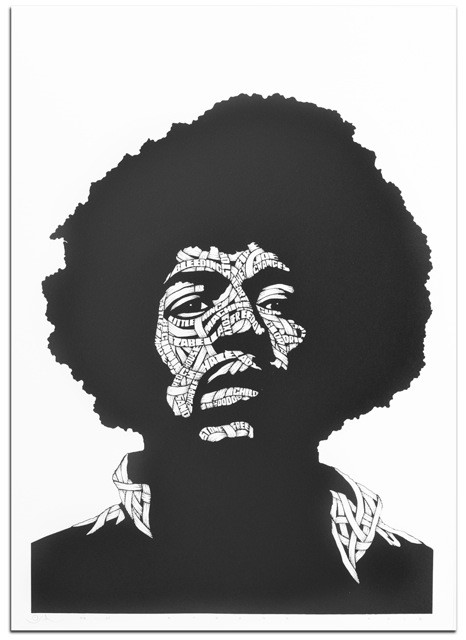 Otto Schade - Jimi Hendrix - 2018 - Screen Print on Paper - 59 cm x 42 cm - 23 inch x 17 inch - Ministry of Walls Street Art Gallery - The Urban Art Broker - Shop