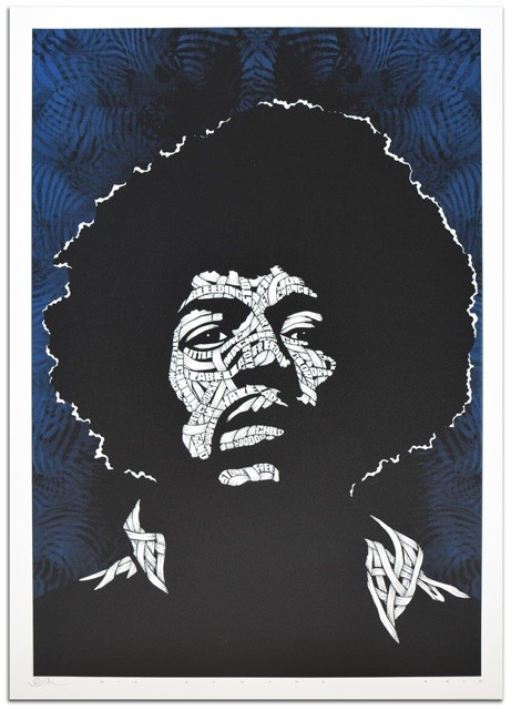 Otto Schade - Jimi Hendrix (Blue) - 2018 - Screen Print on Paper - 59 cm x 42 cm - 23 inch x 17 inch - Ministry of Walls Street Art Gallery - The Urban Art Broker - Shop