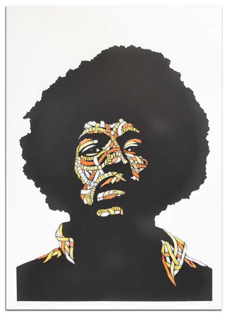 Otto Schade - Jimi Hendrix (Yellow, Orange) - 2018 - Screen Print on Paper - 59 cm x 42 cm - 23 inch x 17 inch - Ministry of Walls Street Art Gallery - The Urban Art Broker - Shop