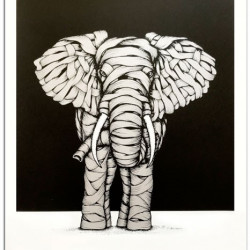 Otto Schade - Ribboned Elephant (Silver) - 2018 - Screen Print on Paper - 59 cm x 42 cm - 23 inch x 17 inch - Ministry of Walls Street Art Gallery - The Urban Art Broker - Shop